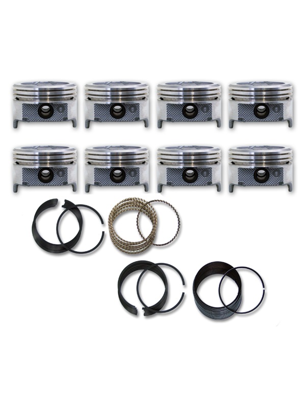 DISH TOP PISTONS & MOLY RINGS MARINE Chevy GM 350 5.7L OHV V8 GEN 1